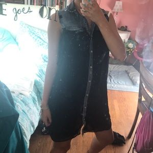 A denim and black dress
